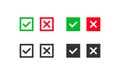 Tick Ã¢â¬â¹Ã¢â¬â¹and cross in a square icon set. Chack mark and cross vector